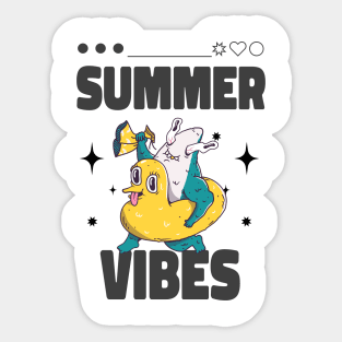 Summer Vibes Shark Using A Life Buoy Sticker